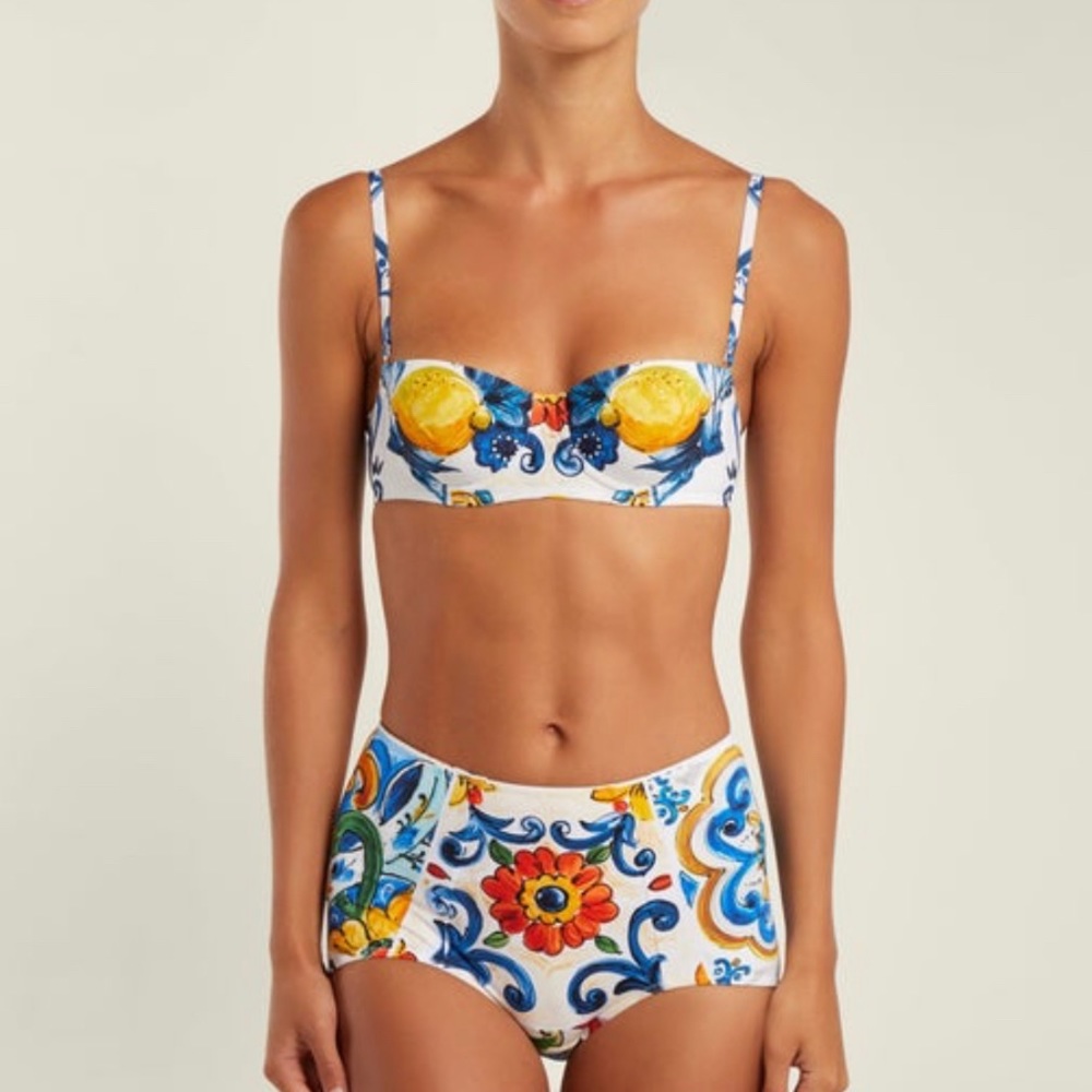 NWT DOLCE&GABBANA Majolica-print balconette bikini